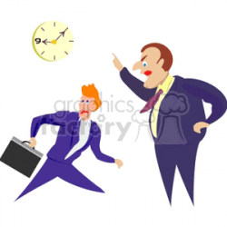 Boss yelling at an employee that's late clipart. Royalty-free clipart #  153517