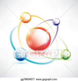 EPS Vector - Atom structure, abstract glossy icon, science ...