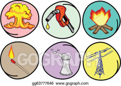Vector Illustration - Six forms of energy on round ...
