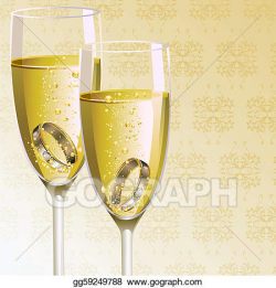 EPS Vector - Engagement ring with champagne glass. Stock ...