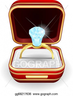 Vector Art - Engagement rings in gift box. Clipart Drawing ...