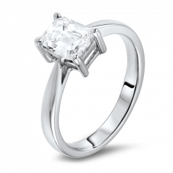 18K Emerald Cut 1.10 Carat Diamond Engagement Ring
