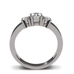 14k white gold three-stone engagement ring