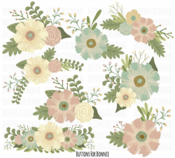 Copyright Free, Floral Wedding, Floral Clipart, Flower clipart, Wedding,  Watercolor, Hand-painted, Engagement, Save the date, Victorian