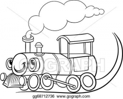 Vector Clipart - Cartoon locomotive or engine coloring page ...