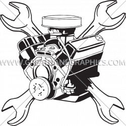 Engine Block & Wrenches | Production Ready Artwork for T-Shirt Printing