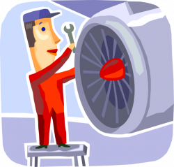 Aircraft Maintenance Technician with Wrench - Vector Image