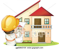 EPS Illustration - A building and engineer. Vector Clipart ...