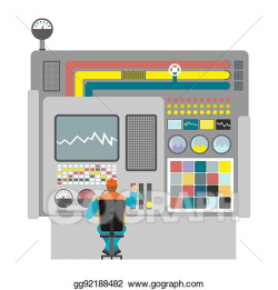 Vector Clipart - Machine operator on factory manufacturing ...