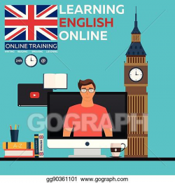 Vector Art - Learning english online. online training ...