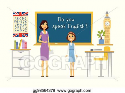Vector Clipart - English lesson at school - cartoon people ...