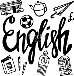 English. Subject. Language. Hand drawn lettering. School ...