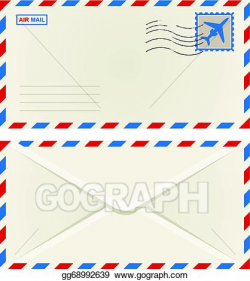 Vector Clipart - Front and back of an airmail envelope ...