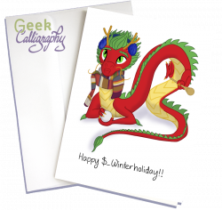 New Greeting Card: Spoon Dragon $_WINTERHOLIDAY Card — Geek Calligraphy