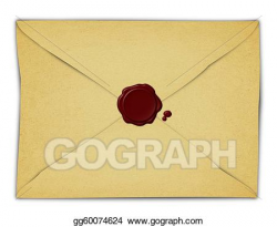 Clipart - Vintage envelope and red wax seal. Stock ...