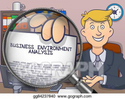 Clipart - Business environment analysis through magnifier ...