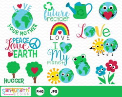 Earth Day Clipart, environmental digital art