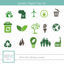 Recycling clipart , Environment clipart, vector graphics, Green energy  clipart, digital images - CL 080