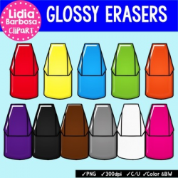 Glossy Pencil Top Erasers {Clip Art for Teachers}