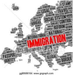 EPS Vector - Immigration word cloud in a shape of europe map ...
