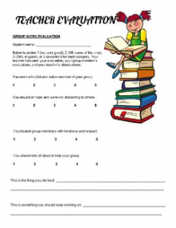 Group Evaluations and Teacher Evaluation Form