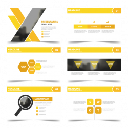 Yellow presentation templates Infographic elements flat design set ...