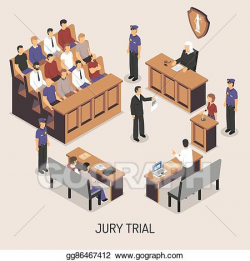 EPS Vector - Jury trial isometric composition. Stock Clipart ...