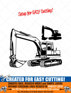 Excavator Clipart-Vector Clip Art Graphics-Digital Download Image-Cut Ready  Files-CNC-Vinyl Sign Design-Logo-eps, ai, svg, dxf, png, pdf