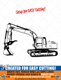 Detailed Excavator Clipart-Vector Clip Art Graphics-Digital Download  Image-Cut Ready Files-CNC-Vinyl Sign Design-Logo-eps, ai, svg, dxf, png