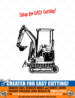 Detailed Mini Excavator Clipart -Vector Clip Art Graphics-Digital  Download-Cut Ready Files-CNC-Vinyl Sign Design-Logo-eps, ai, svg, dxf, png