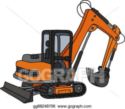 Vector Illustration - Orange small excavator. EPS Clipart ...