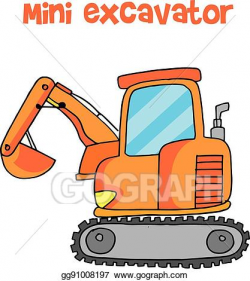 Vector Art - Collection of mini excavator cartoon. EPS ...