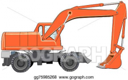 EPS Illustration - Orange excavator side view. Vector ...
