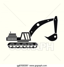 Clip Art Vector - Excavator icon in simple style. Stock EPS ...