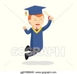 Vector Stock - Graduate male student jumping excited ...