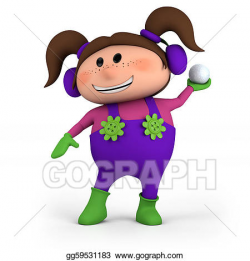 Drawing - Girl throwing snowball. Clipart Drawing gg59531183 ...