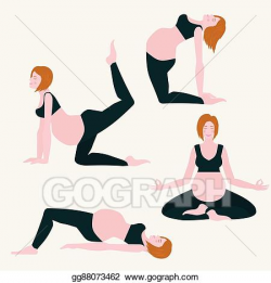 Vector Illustration - Yoga poses for pregnant women, future ...
