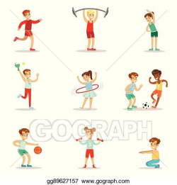 Vector Art - Kids practicing different sports and physical ...