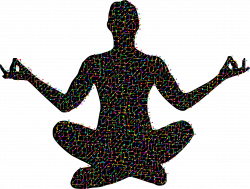 Clipart - Prismatic Molecular Yoga Pose Silhouette 14 With Background