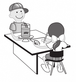 Clipart - Kids at table doing experiment