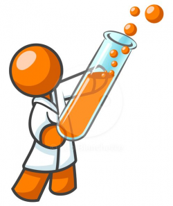 ClipArt Illustration of Orange Man Chemist with Vial ...