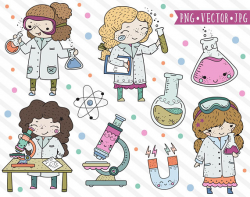Cute Science Girl Clipart, STEM Clipart, Stem Girls Clip Art ...