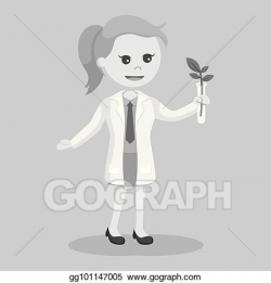 Vector Art - Woman scientist experiment with plant. Clipart ...