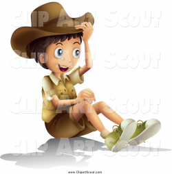 Clipart of a Happy Explorer Boy Sitting by Graphics RF - #399