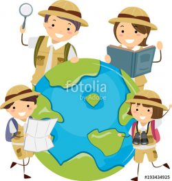 Stickman Family Explorer Earth Illustration