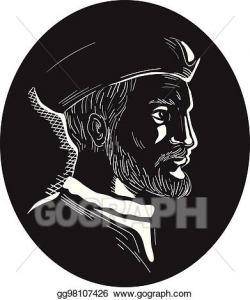 Vector Art - Jacques cartier french explorer oval woodcut ...