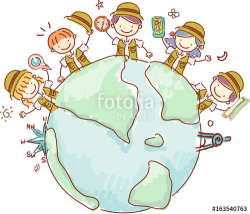 Stickman Kids Explorer Earth Illustration