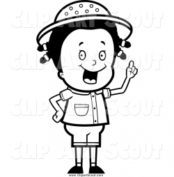 Clipart of a Black and White Safari Girl Holding up Her ...