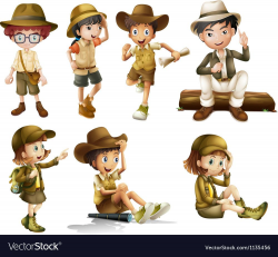 Boys and girls in safari costume Royalty Free Vector Image ...