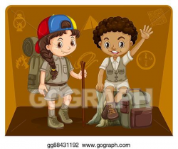 Vector Clipart - Boy and girl in safari outfit. Vector ...